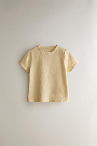 SHORT SLEEVE T-SHIRT - Light yellow by Zara - Image 0