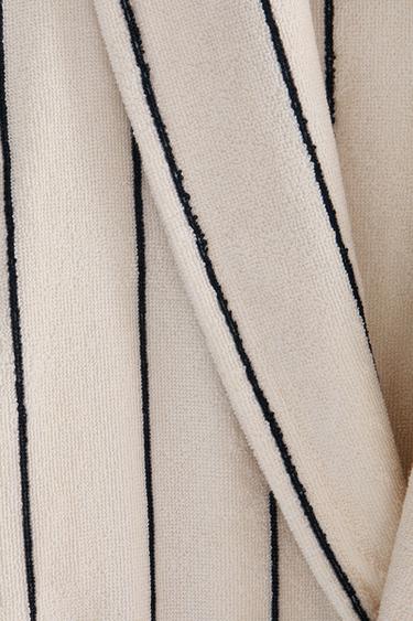 THIN STRIPE TERRY BATHROBE - Ivory by Zara - Image 3