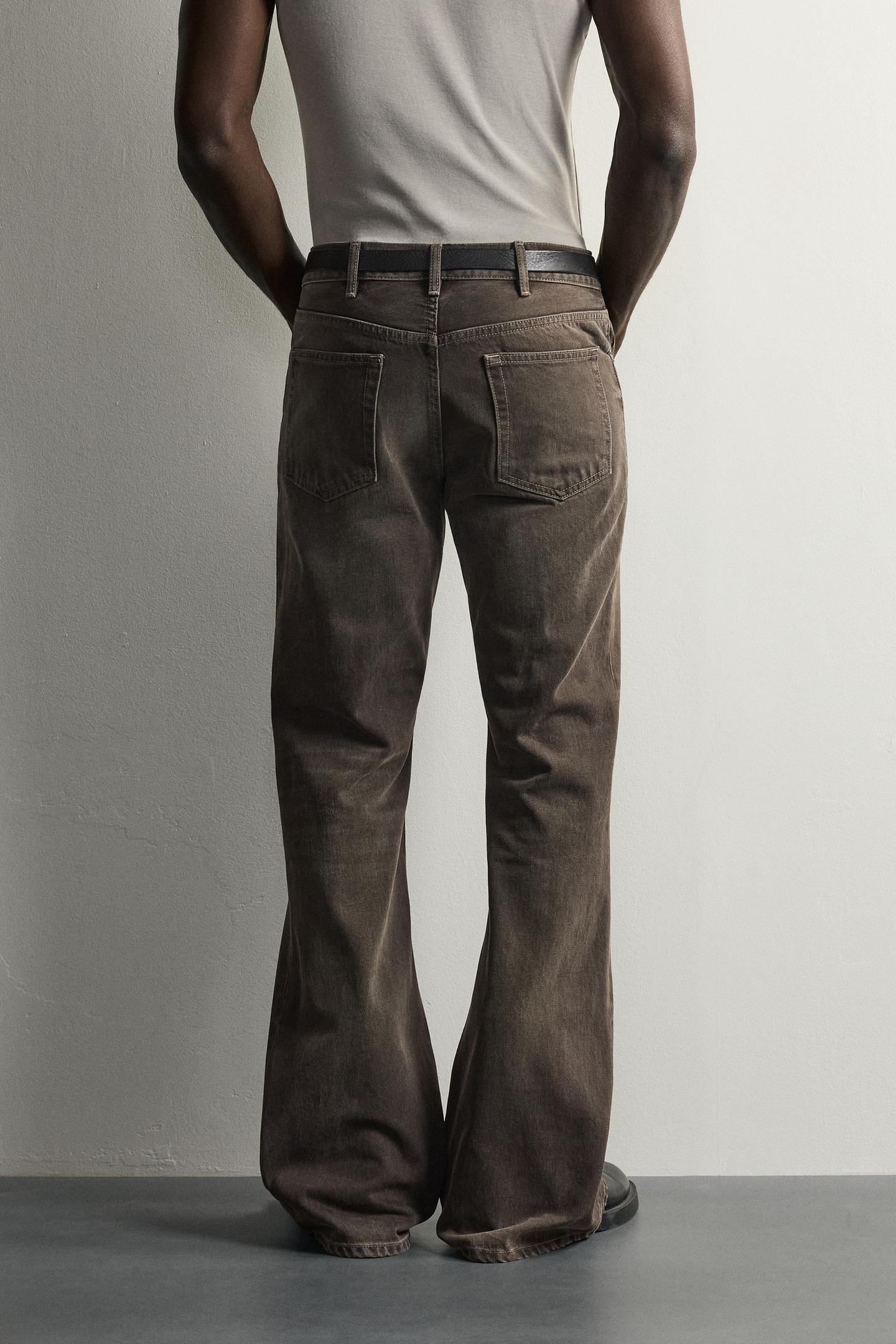 Мужские джинсы Zara Flare Fit, цвет: Коричневый — фото 3