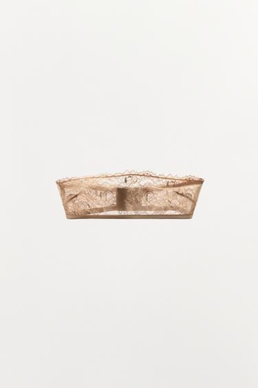 STRAWLESS LACE BRA - Beige-pink by Zara