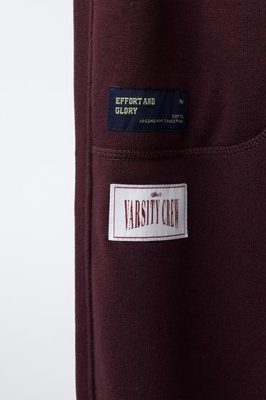 LABEL JOGGER TROUSERS - Burgundy by Zara - Image 3