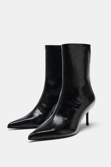 FAUX-PATENT ANKLE BOOTS - Black by Zara