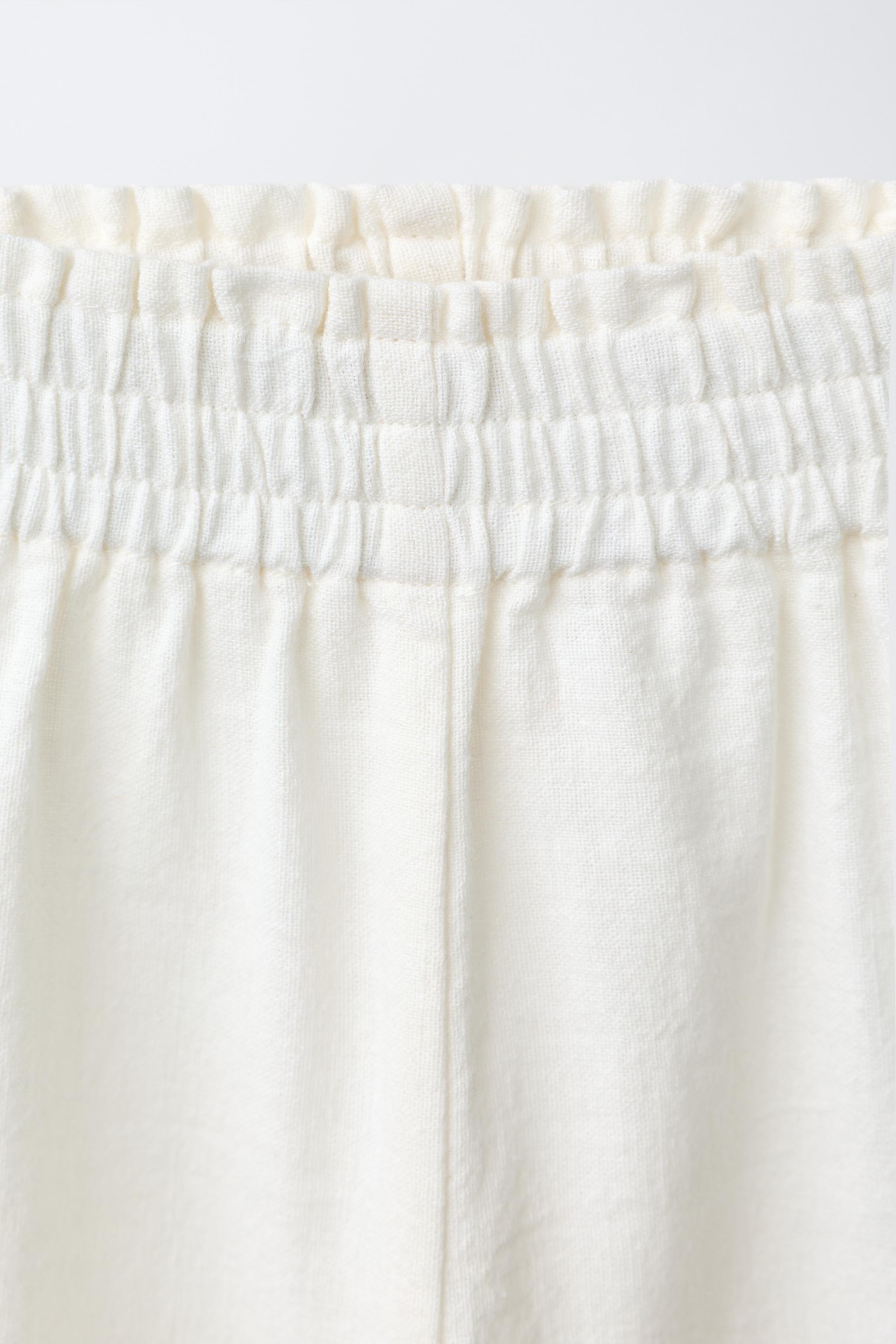 JUPE-CULOTTE FLEURS BRODÉES AVEC COTON ET LIN