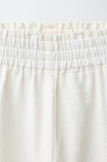 JUPE-CULOTTE FLEURS BRODÉES AVEC COTON ET LIN - Écru de Zara - Image 2