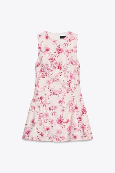 POPLIN FLORAL PLAYSUIT DRESS - Pinks by Zara - Image 4