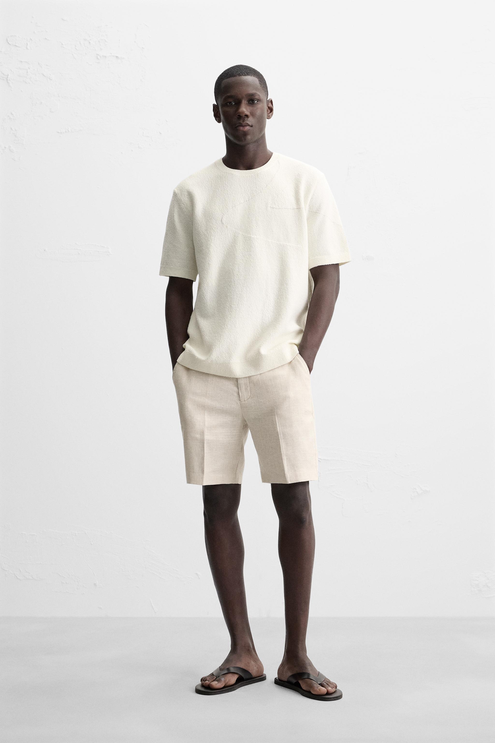 【ZARA】100%リネンバミューダパンツ ブラック | 5070/118/800 リネン100％ バミューダパンツ - サンド | ZARA Japan / 日本