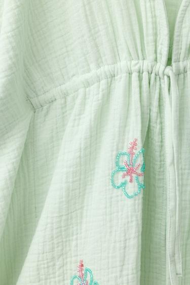 HIBISCUS BEADED KAFTAN - washed green by Zara - Image 3
