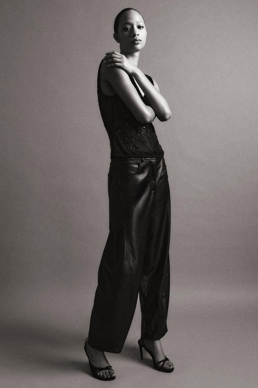 EMBROIDERED TULLE STRAP TOP