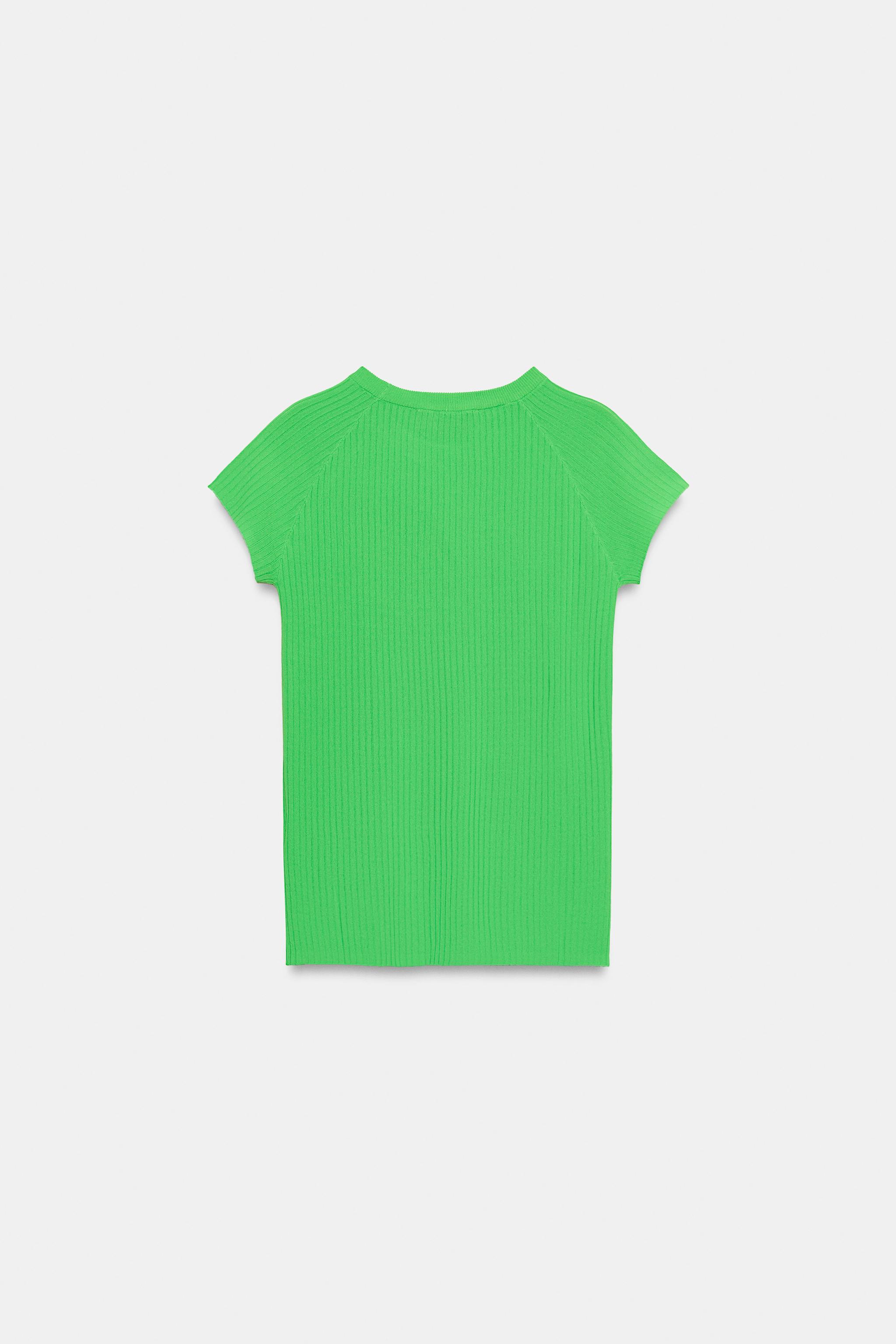 SHORT SLEEVE RIB KNIT TOP