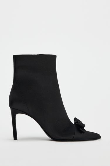 HEELED ANKLE BOOTS WITH BOW - Black by Zara