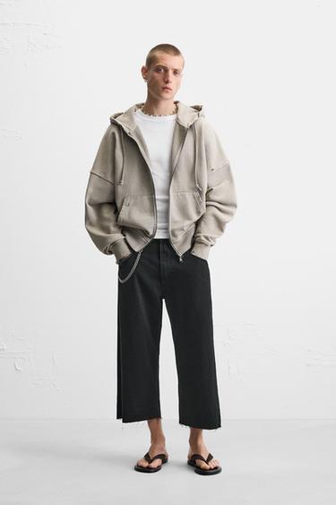 RELAXED FIT DENIM BERMUDA SHORTS - Black by Zara