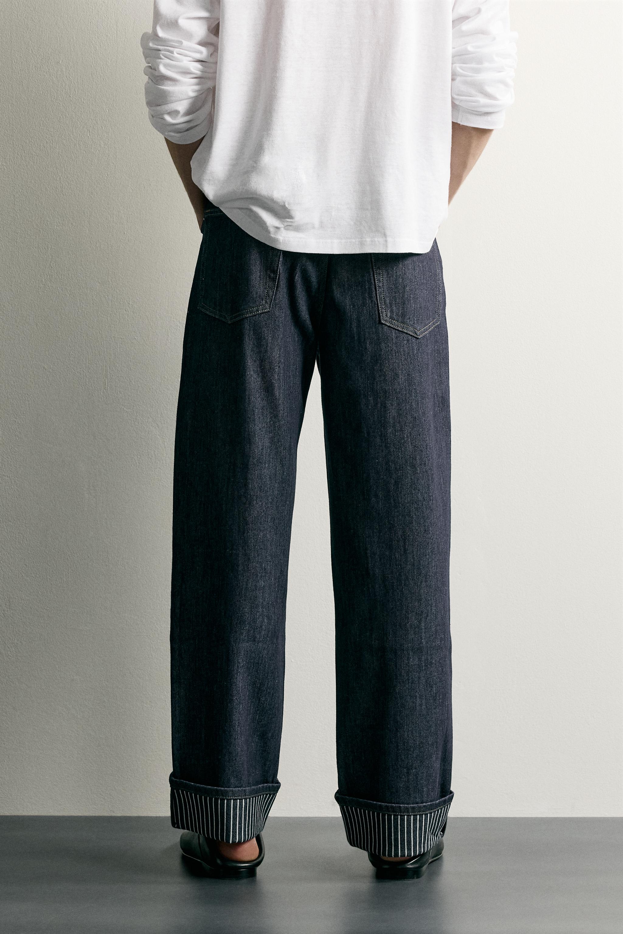 CONTRAST TURN-UP STRAIGHT FIT JEANS