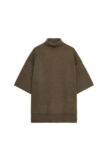 JERSEY CON LANA OVERSIZE CUELLO SUBIDO - Khaki de Zara