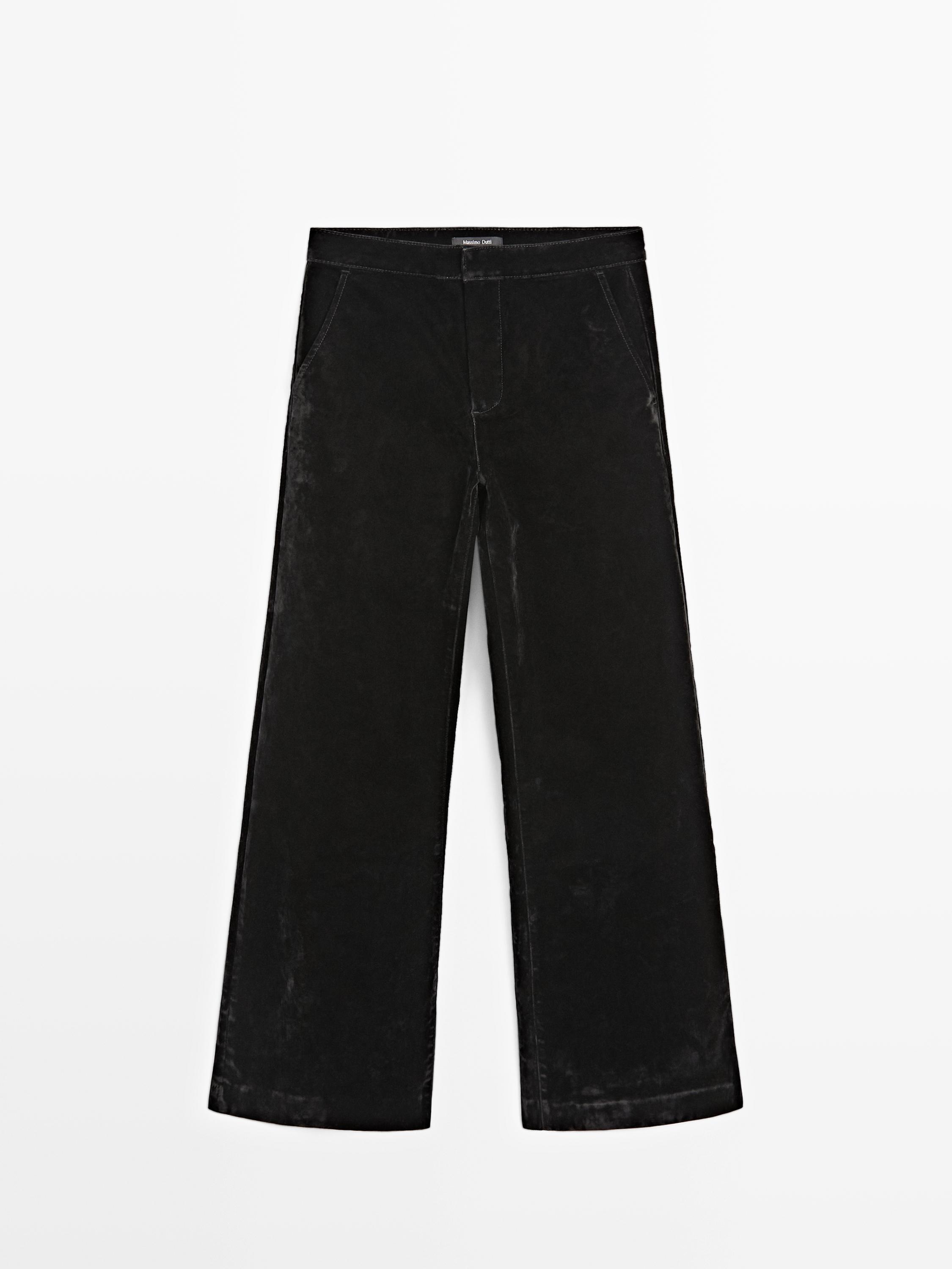 Flare fit high-waist flocked jeans