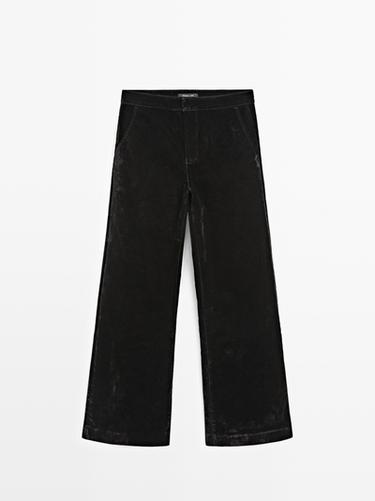 Zara High-waisted flare fit jeans with flock print - Black
