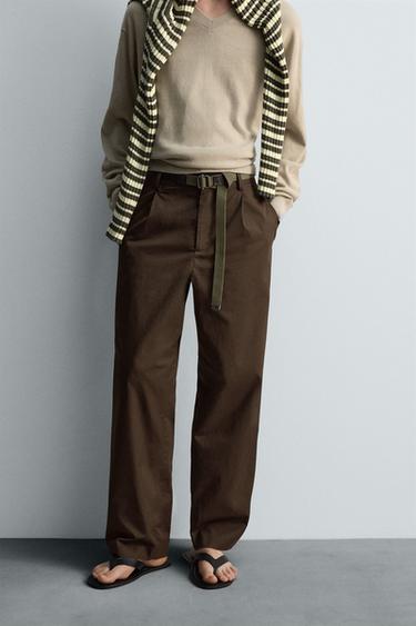 Zara PLISIRANE CHINO PANTALONE LIMITIRANA SERIJA – Smeđa