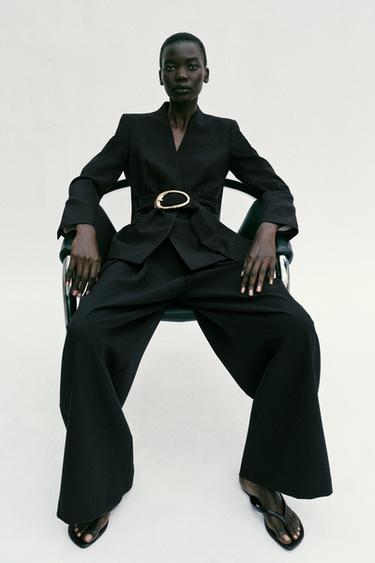 HIGH-WAIST DARTED TROUSERS SET - Black by Zara