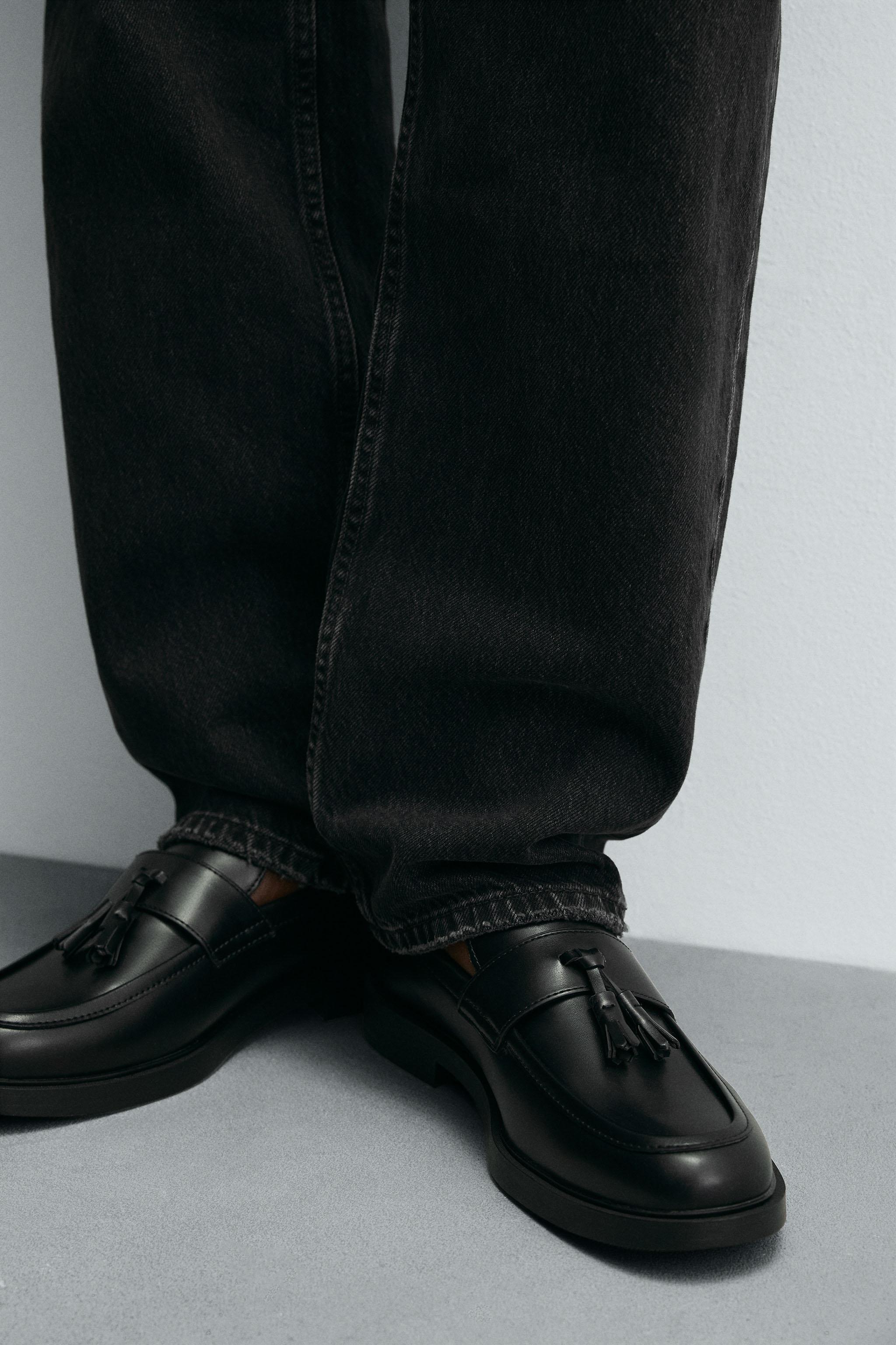 Zara men\'s black dress shoes size 43 (US 10) loafer with tassels ZARA Men main image 3