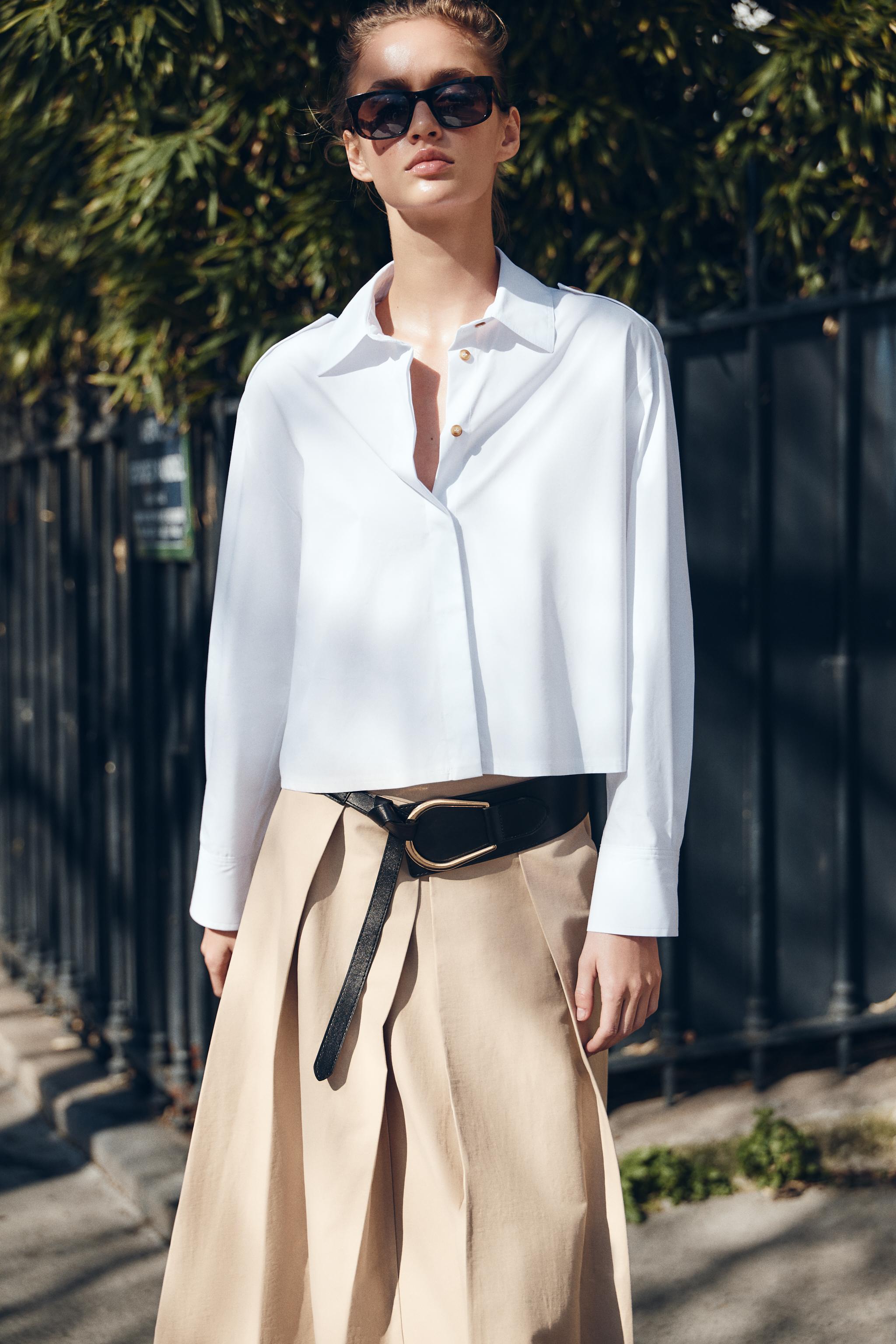 新品・未使用 ZARA 【ザラ・クロップドポプリンシャツ】ホワイト