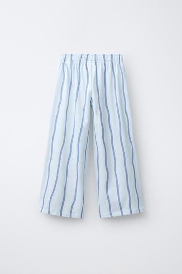 WIDE-LEG STRIPED TROUSERS - Sky blue by Zara - Image 1