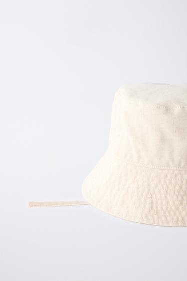 COTTON LINEN BUCKET HAT - Sand by Zara - Image 1