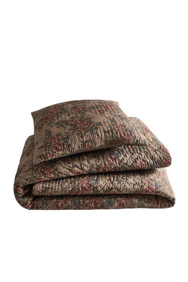 Zara REVERSIBLE FLORAL QUILT - Greenish