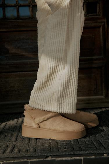 SOFT FAUX FUR ANKLE BOOTS - Brown by Zara