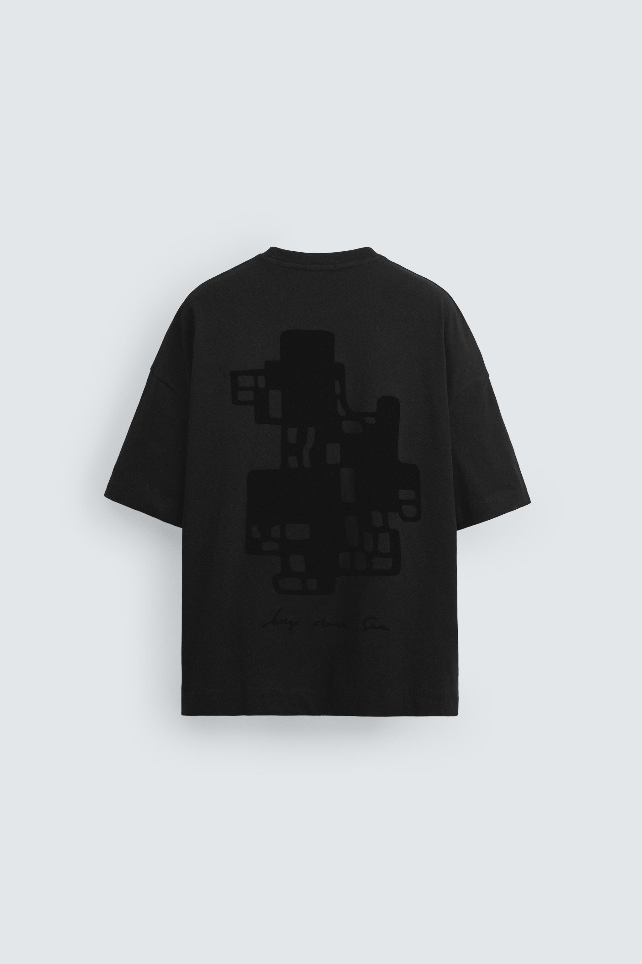 TEXTURED PRINT T-SHIRT - Black | ZARA New Zealand