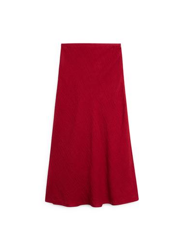 Zara 100% linen flounce midi skirt - Red