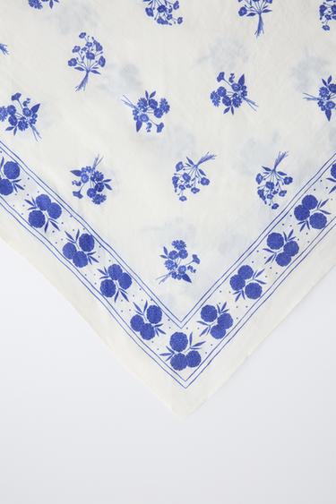 FLORAL SQUARE BANDANA - Blue by Zara - Image 2