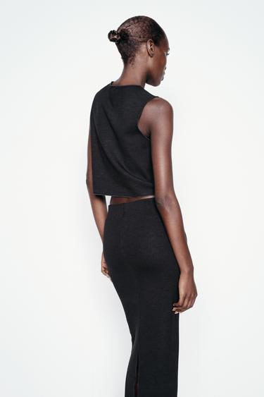 DÉBARDEUR GILET EN MAILLE STRETCH - Noir de Zara - Image 3