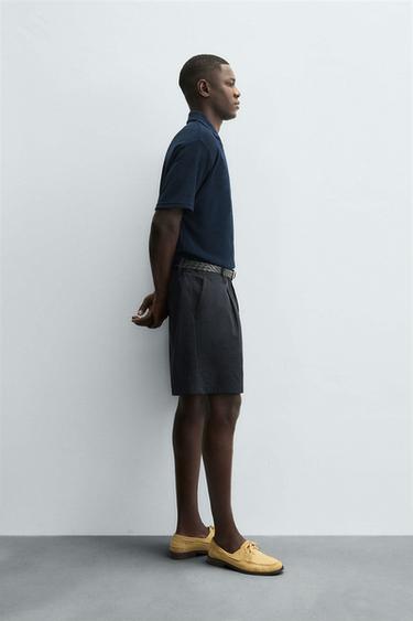 REGULAR FIT TOWELLING POLO SHIRT - Navy blue by Zara - Image 3