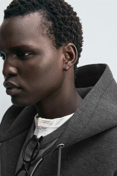 Zara RELAXED FIT TECHNICAL HOODIE - Dark gray
