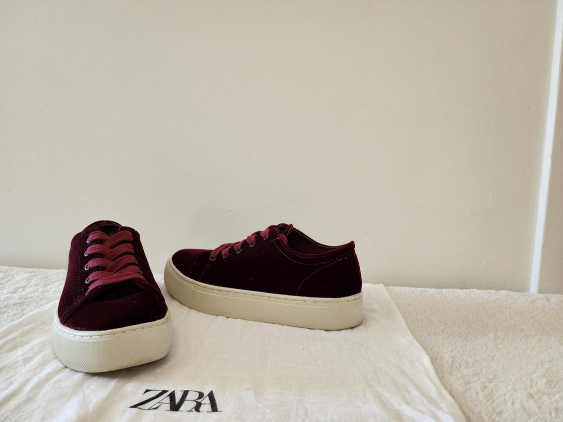 BURGUNDY RED VELVET CLASSIC LACE UP SNEAKERS - Image 5