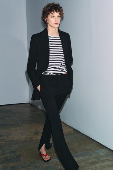 טי שירט שרוול קצר פסים - נוד / כחול־ים של Zara - תמונה 0