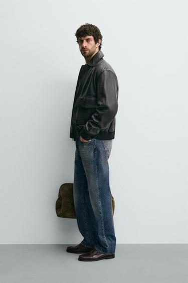 BLOUSON RELAXED FIT EN CUIR - Noir de Zara - Image 3