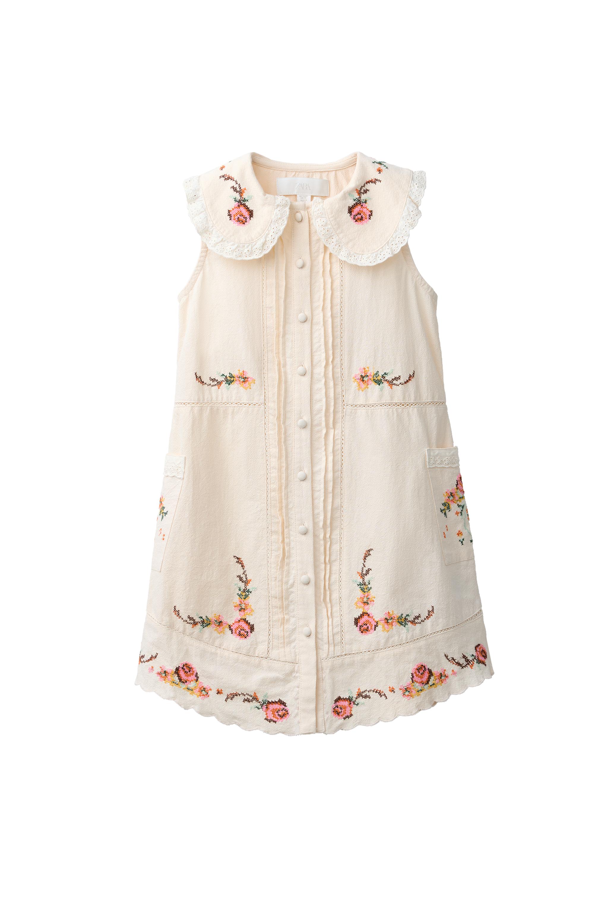 EMBROIDERED PETER PAN COLLAR DRESS - Ecru | ZARA United States EMBROIDERED PETER PAN COLLAR DRESS - Ecru | ZARA United States