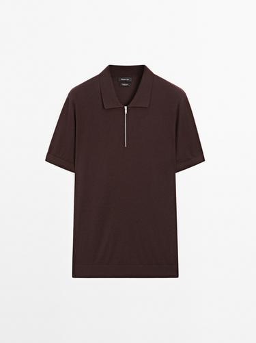 Zara Knit polo shirt with zip collar - TYEFUXIA