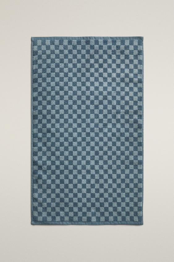 CHEQUERED BATH MAT - Blues by Zara - Image 0