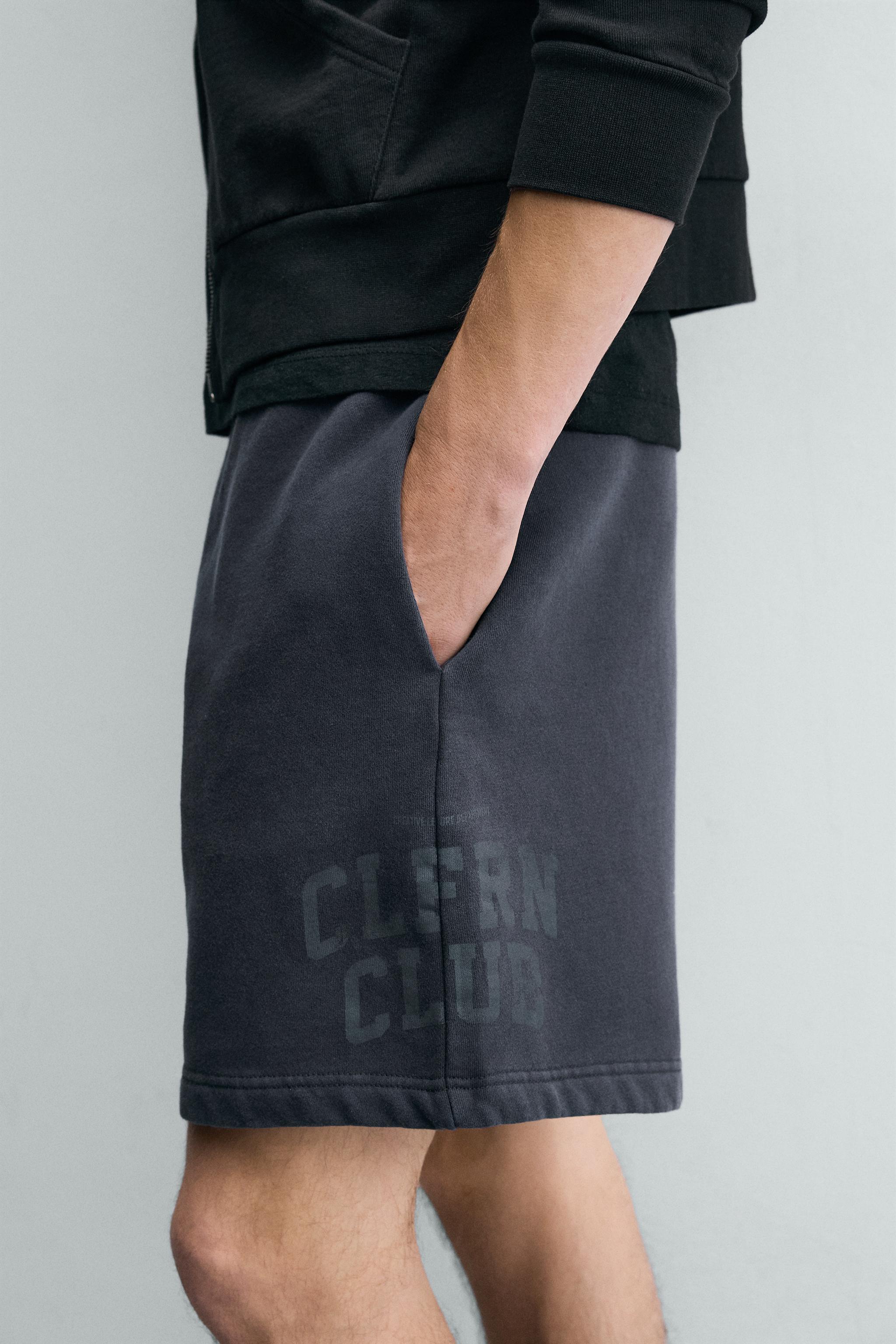 tousararedページ WASHED TEXT PRINT JOGGER SHORTS - Navy blue | ZARA United States