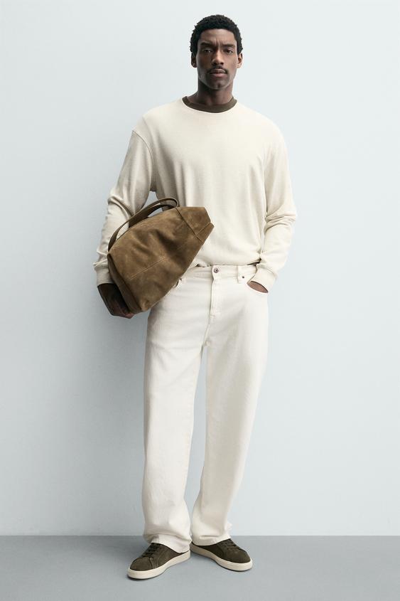 LEATHER TRAINERS - Khaki Green by Zara - Image 0