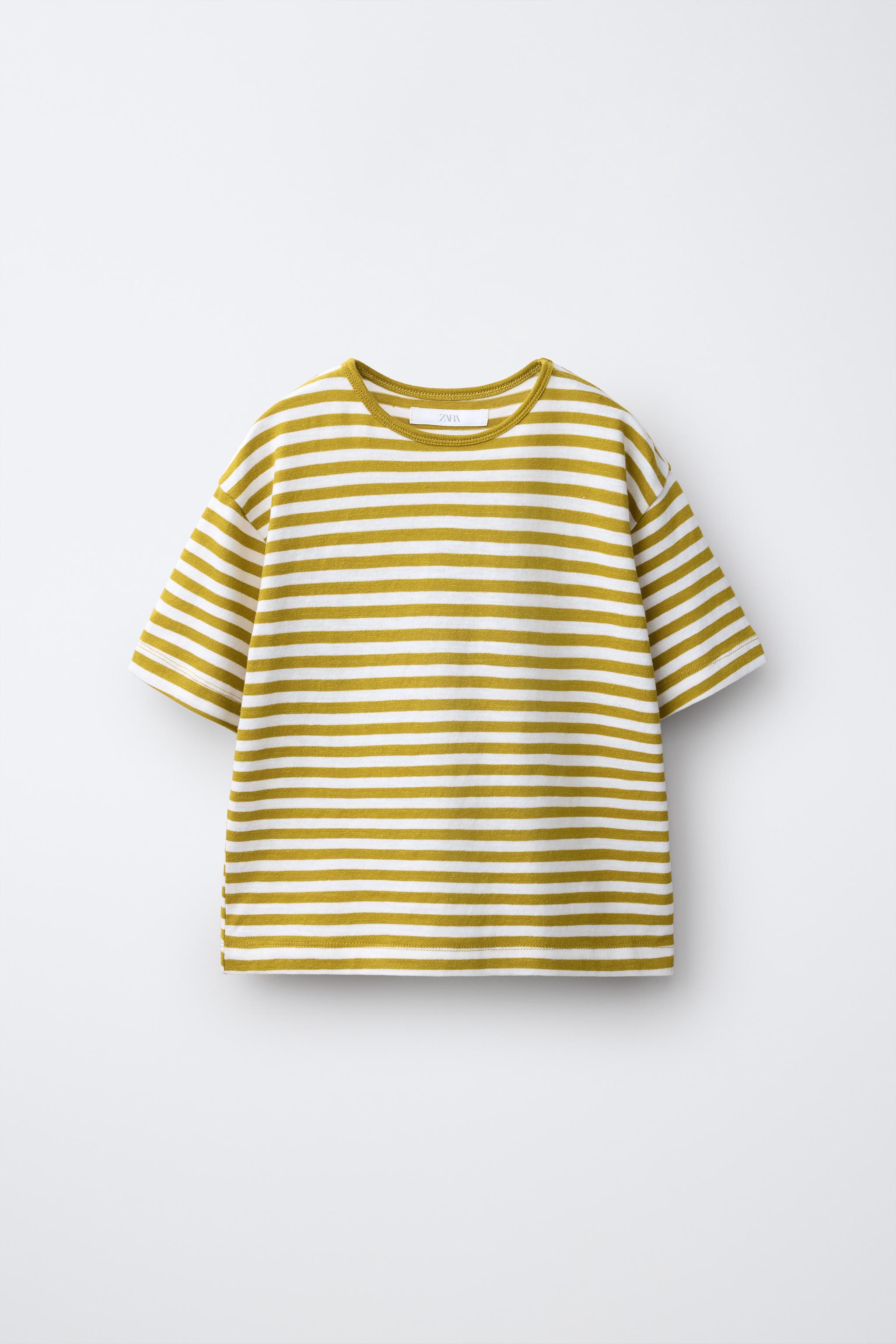 LOOSE FIT STRIPED T-SHIRT — Yellow