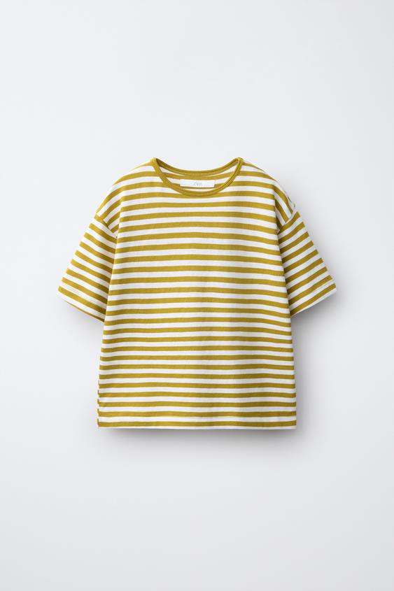 LOOSE FIT STRIPED T-SHIRT - Yellow by Zara - Image 0
