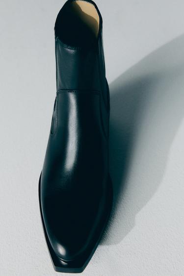 Zara LEATHER COWBOY BOOTS - Black