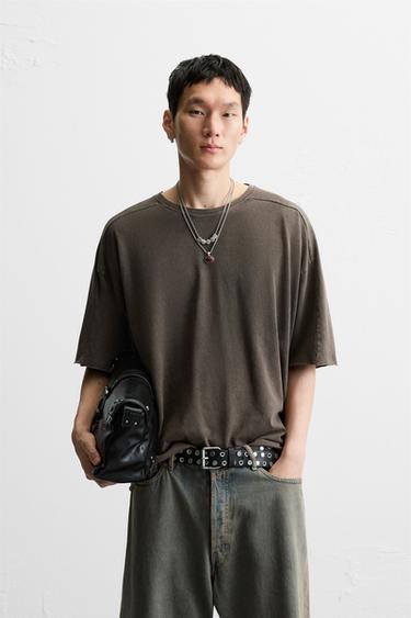 WASHED RELAXED FIT T-SHIRT - Brown by Zara