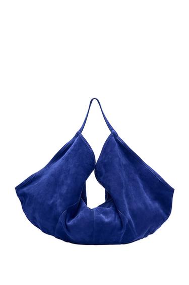 SUEDE BUCKET BAG - Blue by Zara