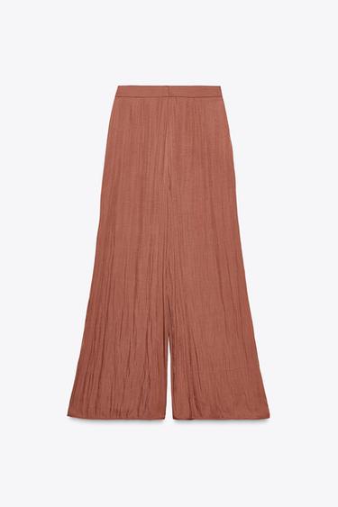 FLOWING WIDE-LEG TROUSERS WITH RUFFLES - MARSALA by Zara - Image 6