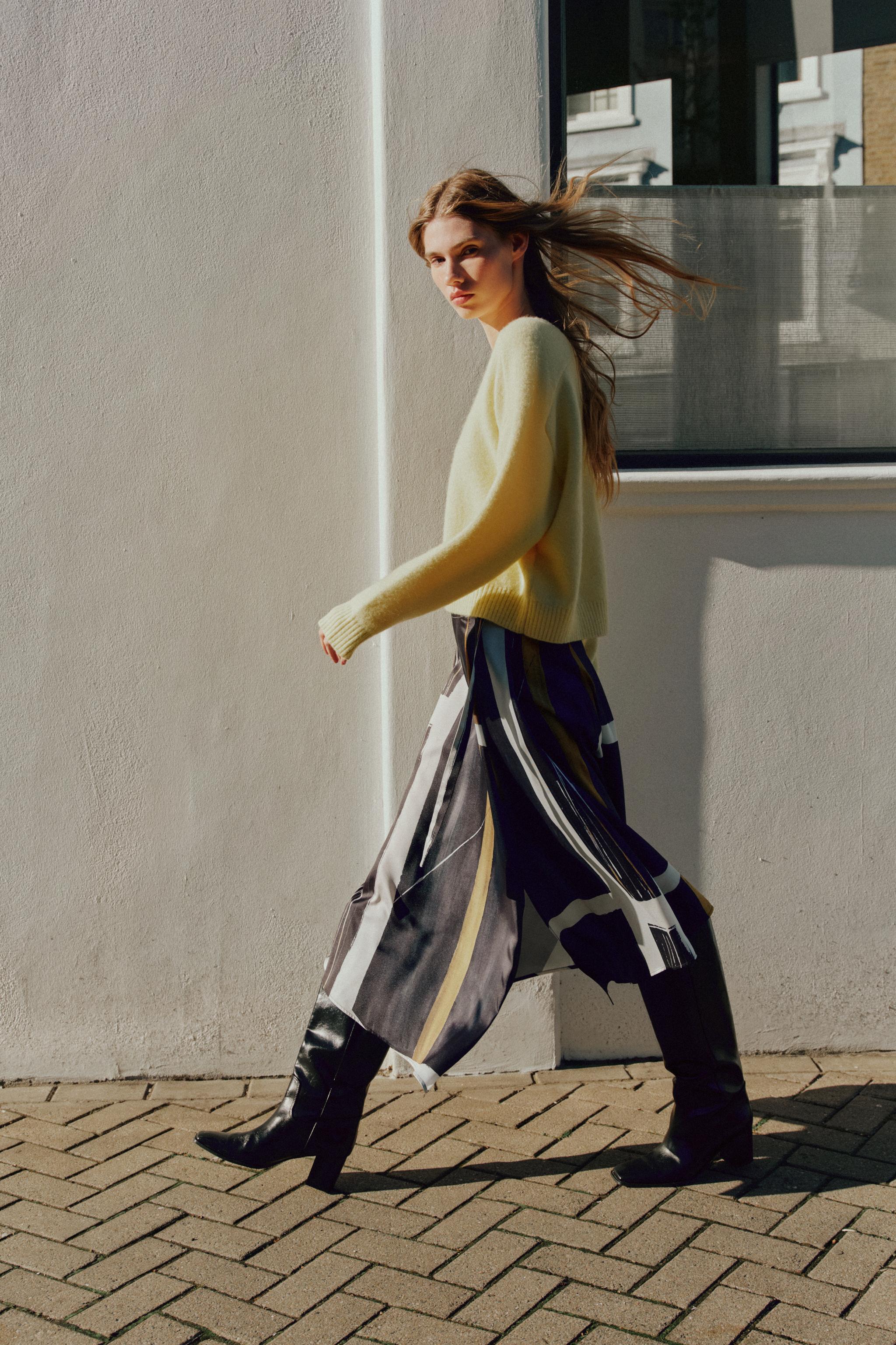 Printed Asymmetric Midi Skirt by Zara