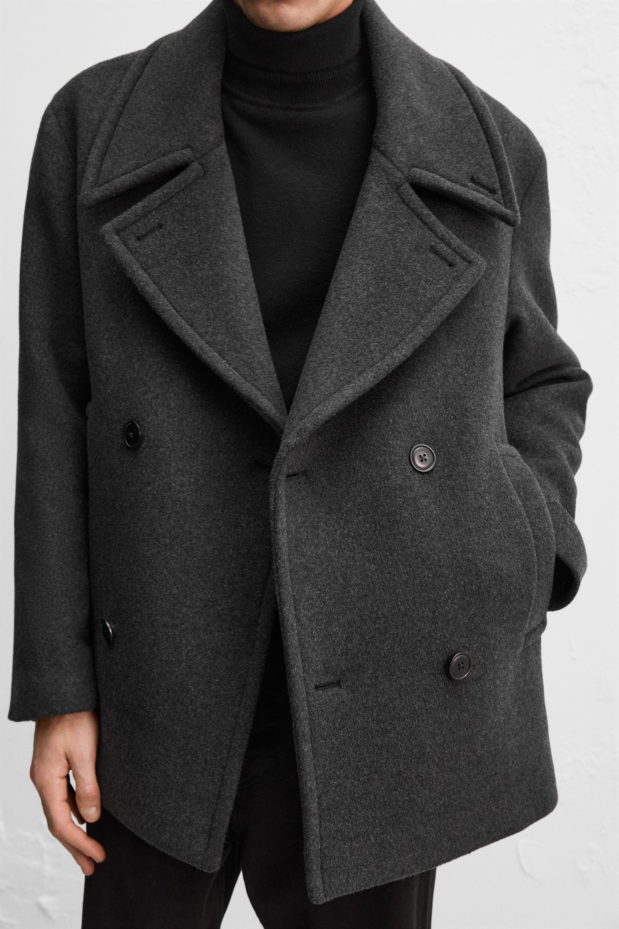 Mens peacoat zara best sale