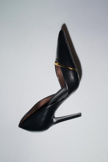 HIGH HEEL SHOES WITH METALLIC STRAP - Black by Zara